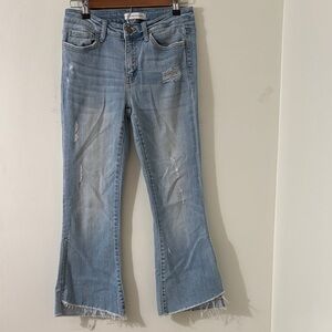Flying Monkey Light Blue Distressed Flare Jeans